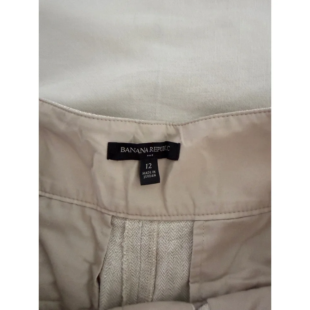 Banana Republic 12 Linen Blend Seafarer Pants Flax Pleated Herringbone